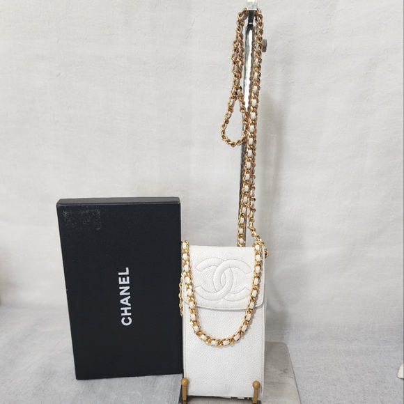 Auth Chanel Caviar Crossbody (24k gold) or Cell Phone Holder - Picture 5 of 14